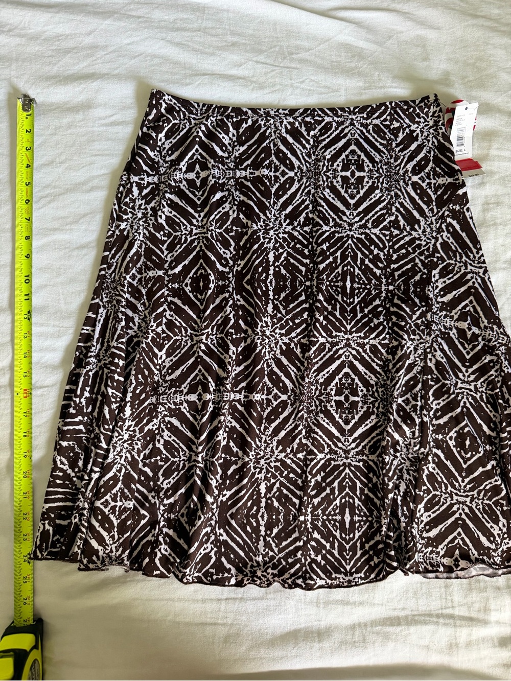 Women's Brown & White Patterned A-Line Skirt